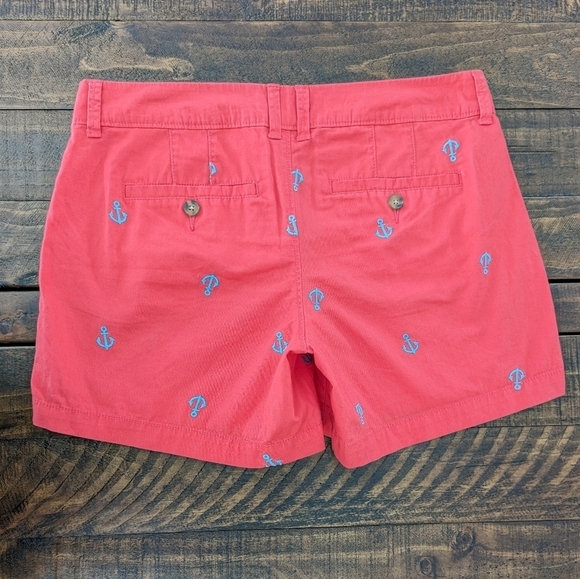 Old Navy Nautical Chino Shorts 2 Coral Blue Embroidered Coastal Anchors Short - Picture 2 of 10